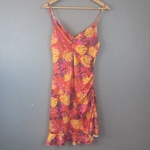 Joocy Babi Tropical Monstera Floral Mini Dress Womens XL Resort Vacation